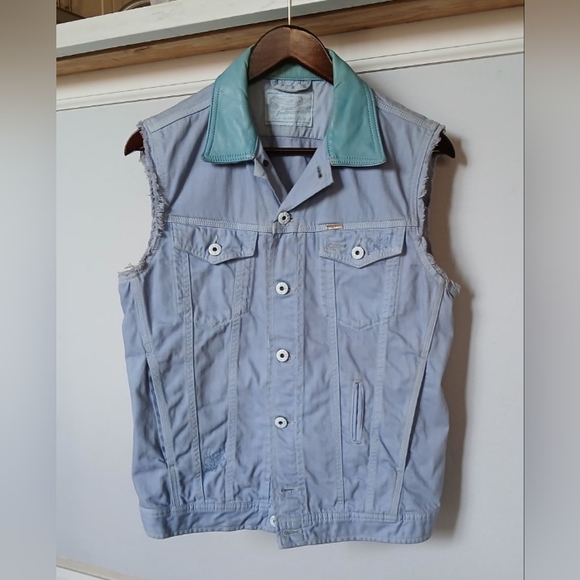 DIESEL Vintage Sleeveless Denim Vest Frayed Distressed Women's Size M
